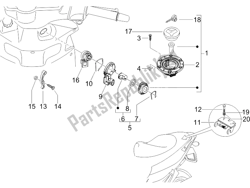 Todas as partes de Cerraduras do Gilera Runner 200 VXR 4T Race 2005