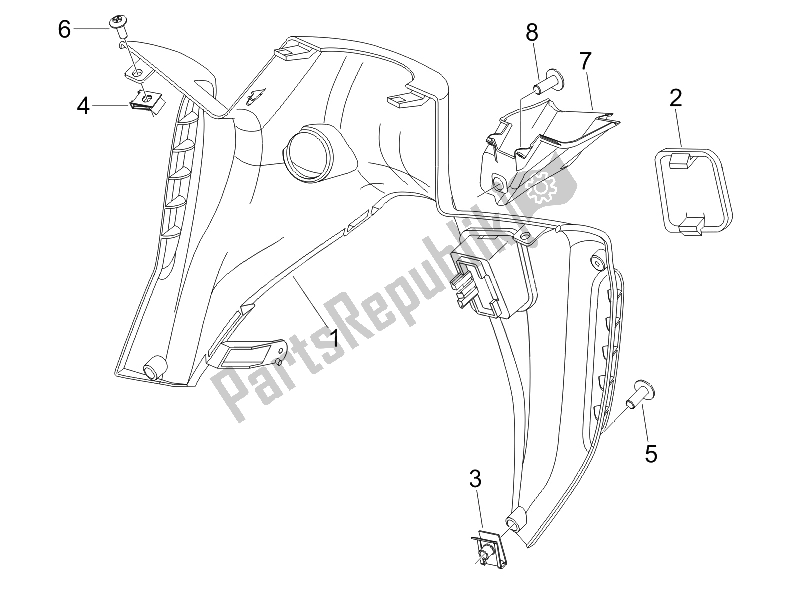 Todas las partes para Guantera Frontal - Panel De Rodilleras de Gilera Nexus 500 SP E3 2006