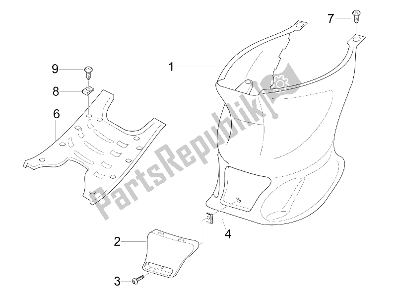 All parts for the Central Cover - Footrests of the Gilera Stalker Special Edition 50 2007