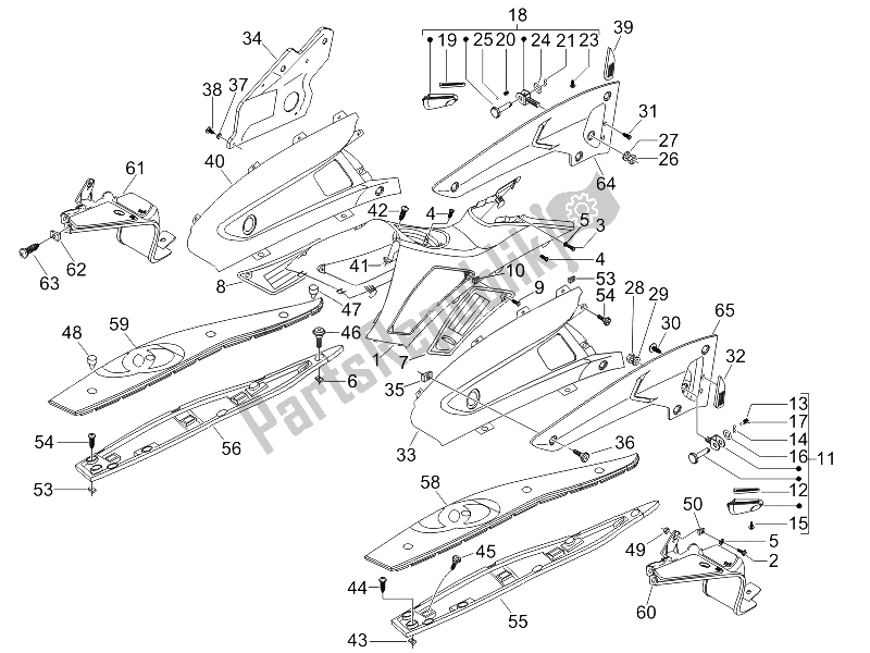 Toutes les pièces pour le Housse Centrale - Repose-pieds du Gilera Nexus 250 E3 2007