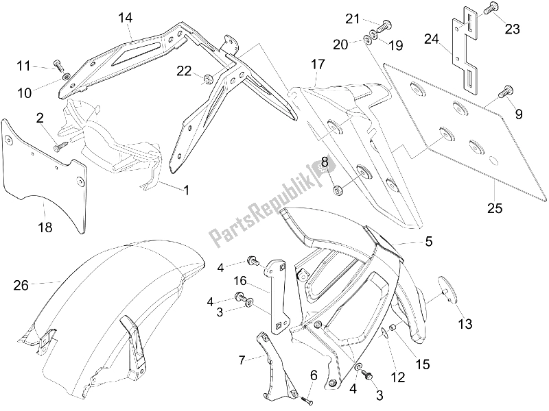 Toutes les pièces pour le Capot Arrière - Protection Contre Les éclaboussures du Gilera Nexus 125 E3 2007