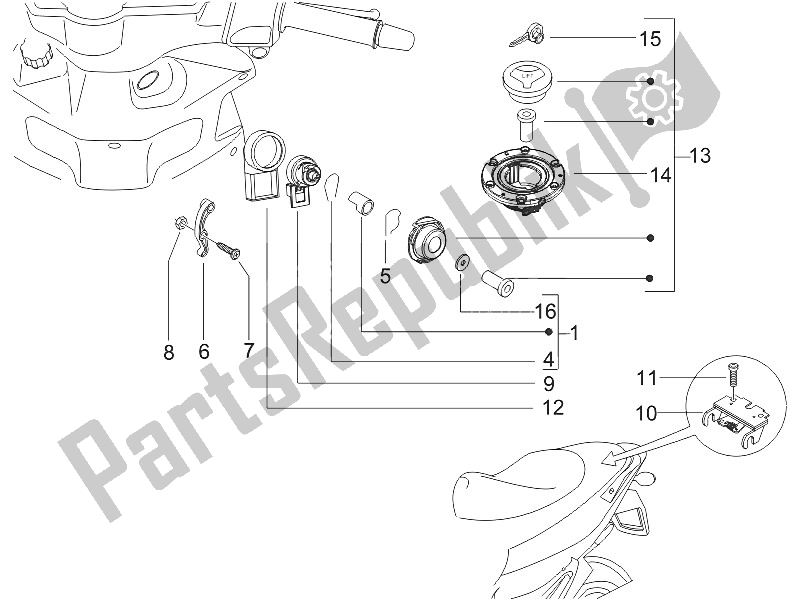 Tutte le parti per il Serrature del Gilera Runner 50 SP 2005