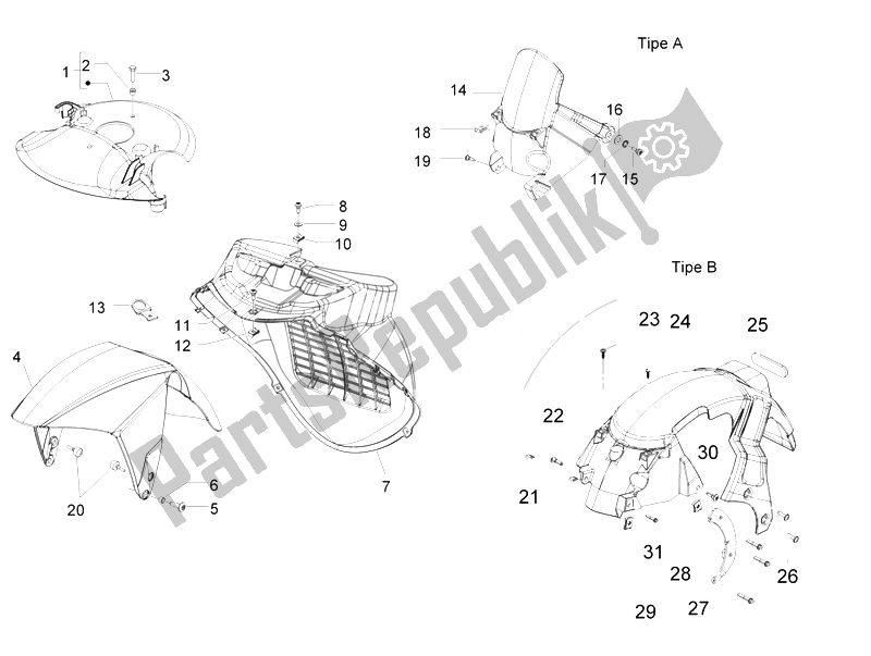 Toutes les pièces pour le Logement De Roue - Garde-boue du Gilera Runner 50 Pure JET 2010