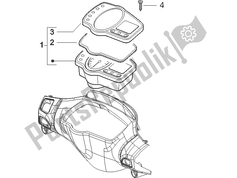 All parts for the Meter Combination-dashbord of the Gilera Runner 200 VXR 4T 2005