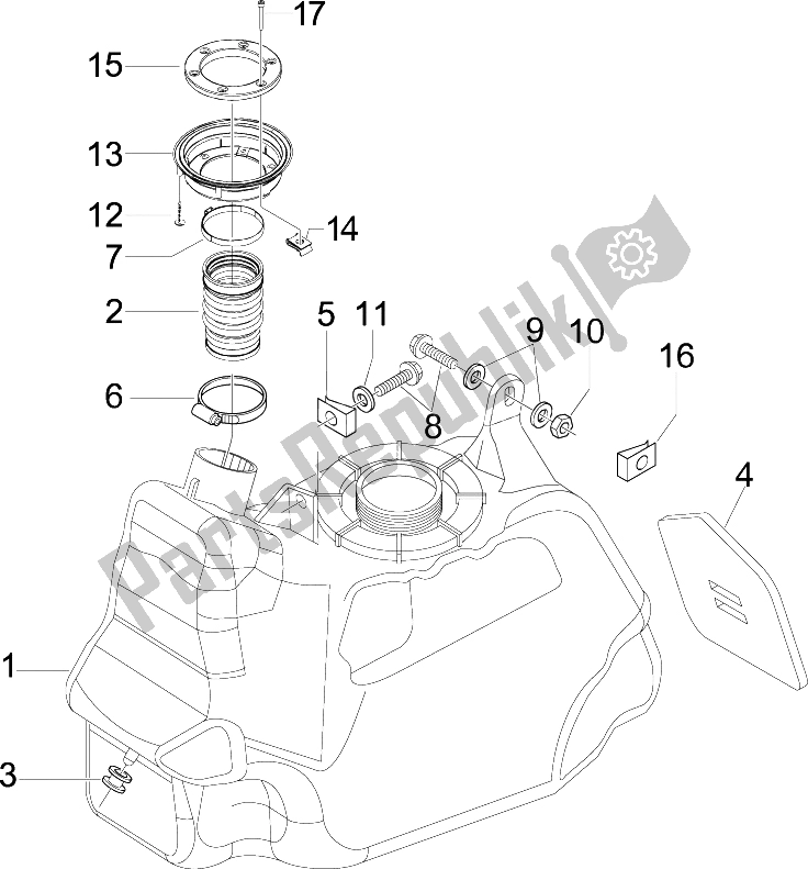 All parts for the Fuel Tank of the Gilera Nexus 500 E3 2009