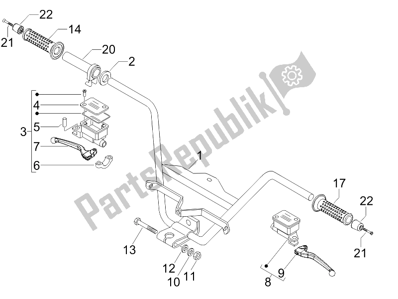 Toutes les pièces pour le Guidon - Master Cil. Du Gilera Nexus 500 SP E3 2006