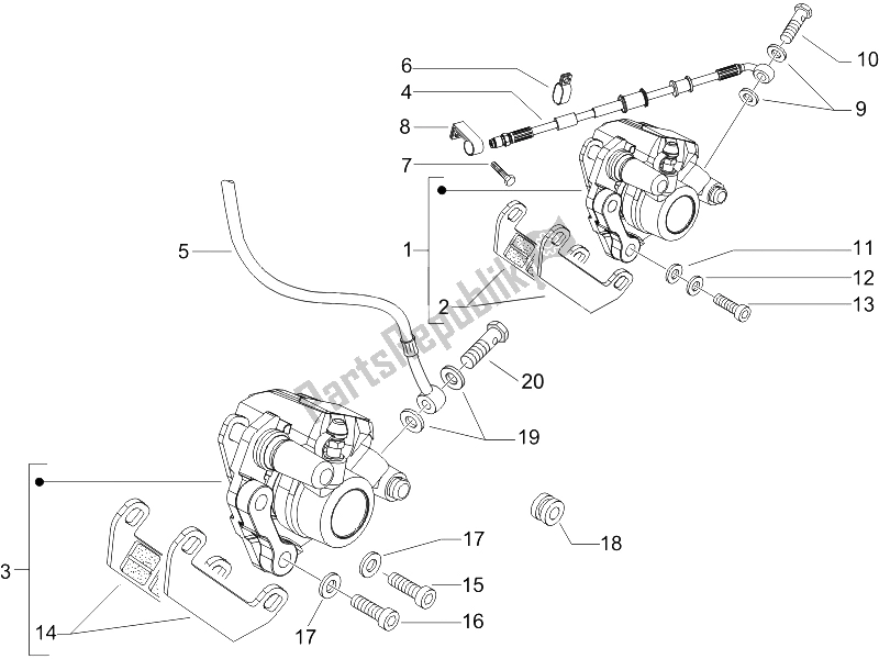 All parts for the Brakes Pipes - Calipers of the Gilera Runner 50 SP UK 2005