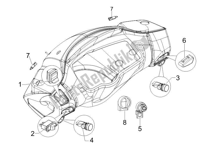 Toutes les pièces pour le Sélecteurs - Interrupteurs - Boutons du Gilera Runner 50 Pure JET ST 2008