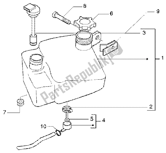 All parts for the Oil Mix Tank -takt? Ltank of the Gilera DNA GP Experience 50 1998