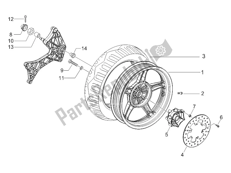 Toutes les pièces pour le Roue Arrière du Gilera Runner 200 VXR 4T 2005