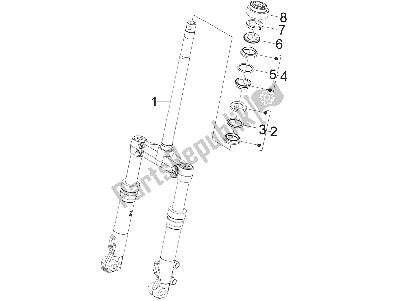 Todas las partes para Horquilla / Tubo De Dirección - Unidad De Rodamiento De Dirección de Gilera Runner 200 VXR 4T 2005