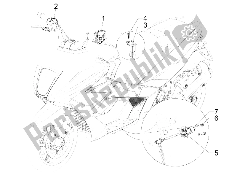 All parts for the Selectors - Switches - Buttons of the Gilera GP 800 2007