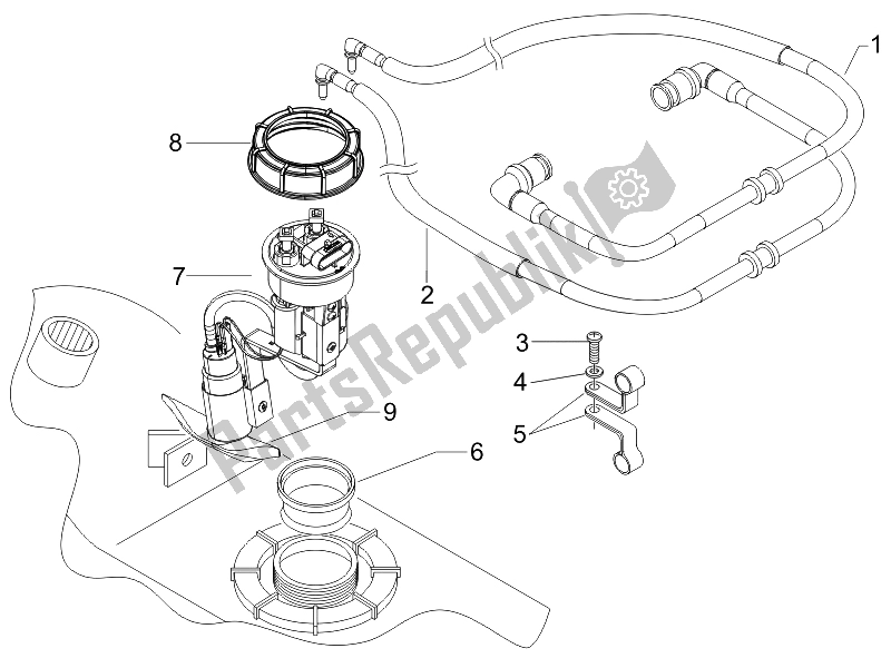 Toutes les pièces pour le Système D'alimentation du Gilera Nexus 500 SP E3 2006