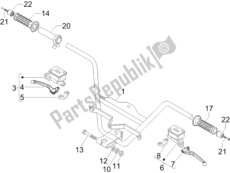 Toutes les pièces pour le Guidon - Master Cil. Du Gilera Nexus 250 SP E3 2006