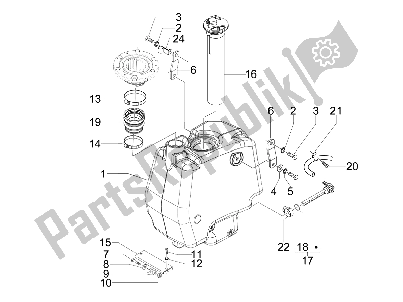 Toutes les pièces pour le Réservoir D'essence du Gilera Runner 125 ST 4T E3 2008