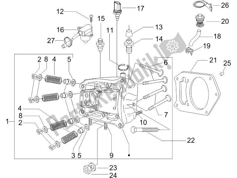 All parts for the Head Unit - Valve of the Gilera Nexus 500 E3 2009