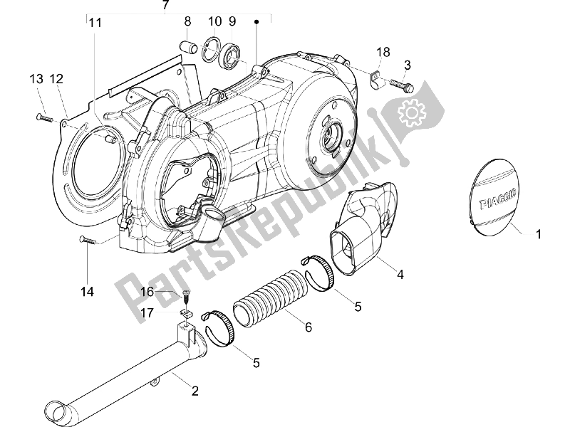 All parts for the Crankcase Cover - Crankcase Cooling of the Gilera Runner 200 VXR 4T Race UK 2006