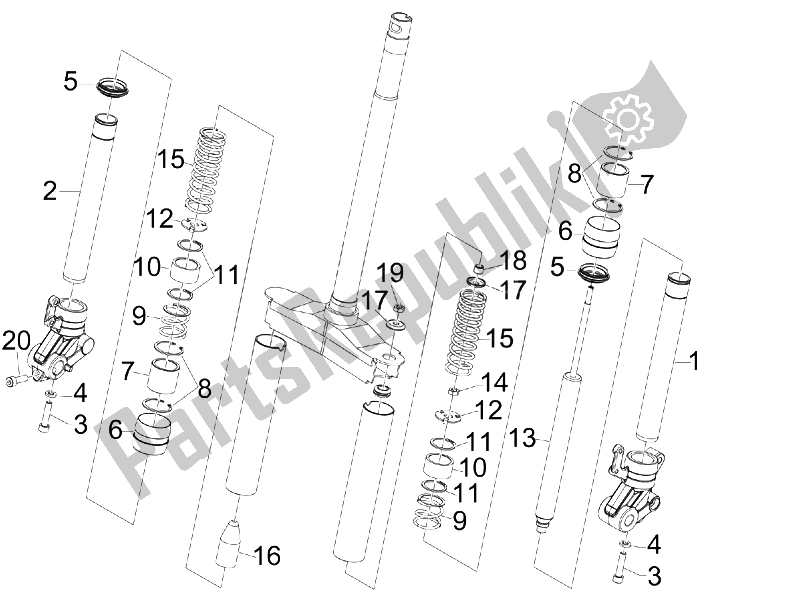 All parts for the Fork's Components (mvp) of the Gilera Runner 50 Pure JET Race 2005