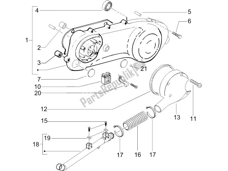 Toutes les pièces pour le Couvercle De Carter - Refroidissement Du Carter du Gilera Runner 50 Pure JET UK 2005