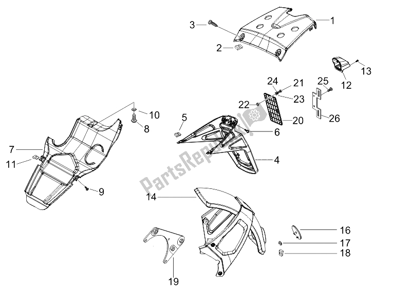 Todas las partes para Cubierta Trasera - Protector Contra Salpicaduras de Gilera Runner 200 VXR 4T E3 UK 2006