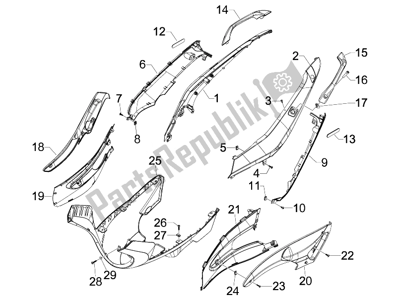 Toutes les pièces pour le Couvercle Latéral - Spoiler du Gilera Runner 50 SP 2008