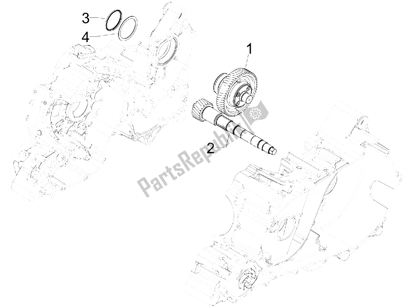 All parts for the Reduction Unit of the Gilera GP 800 Centenario 2009