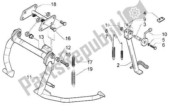 All parts for the Central Stand of the Gilera Nexus 500 1998