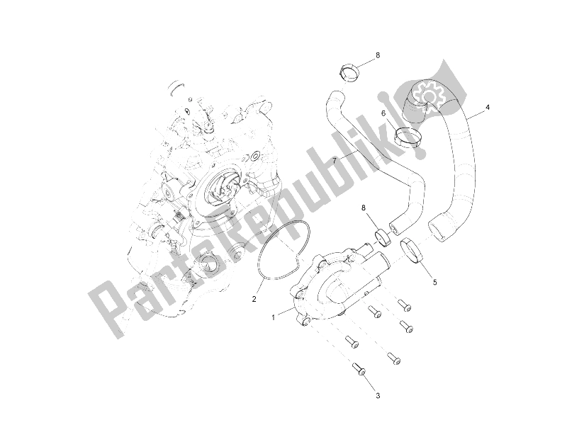 Todas as partes de Bomba De Refrigeração do Gilera Nexus 500 E3 2006