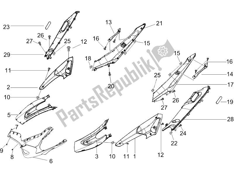 Toutes les pièces pour le Couvercle Latéral - Spoiler du Gilera Runner 50 SP UK 2005