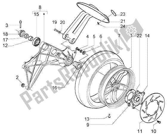 All parts for the Rear Wheel of the Gilera Nexus 500 1998