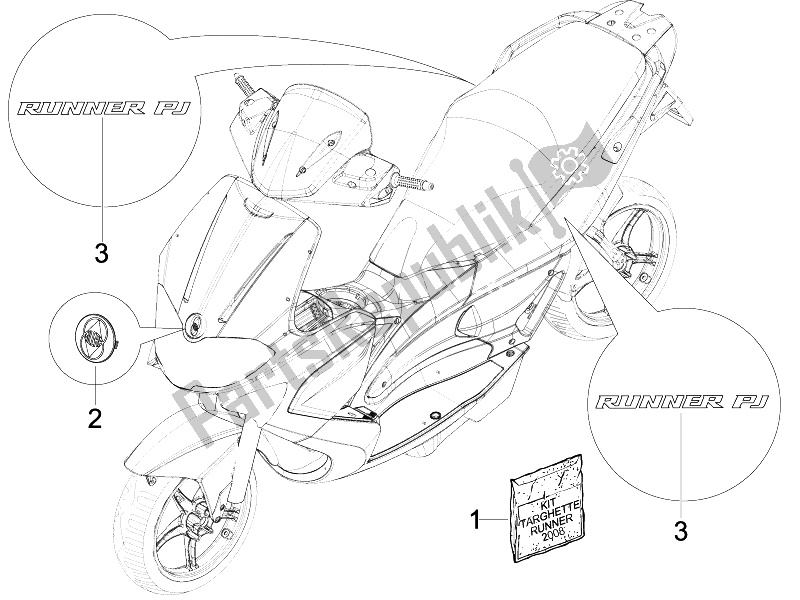 All parts for the Plates - Emblems of the Gilera Runner 50 Pure JET ST 2008