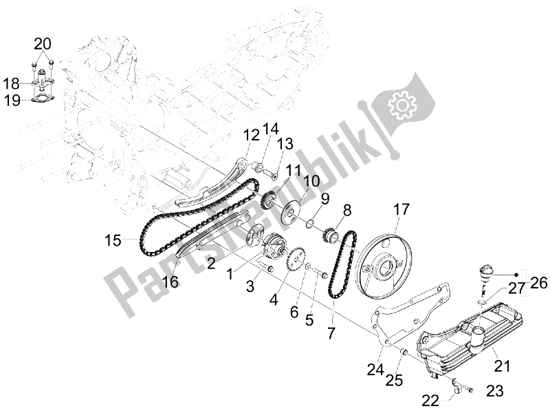 Toutes les pièces pour le La Pompe à Huile du Gilera Nexus 300 IE E3 2009