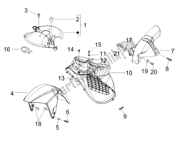 Todas las partes para Carcasa De La Rueda - Guardabarros de Gilera Runner 125 VX 4T SC E3 UK 2006
