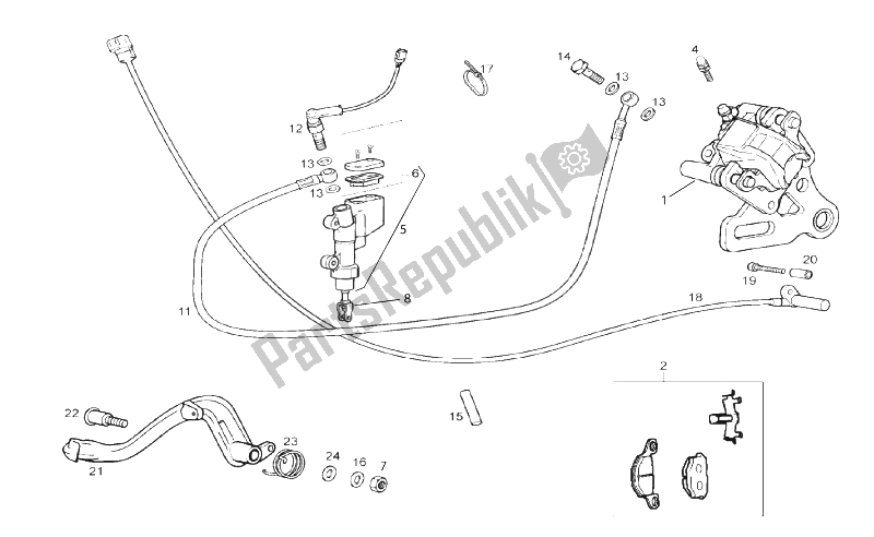 Todas as partes de Sistema De Freio Traseiro do Gilera RCR 50 2013