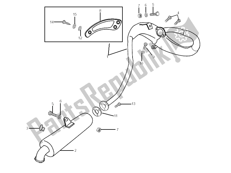 Alle onderdelen voor de Geluiddemper van de Gilera RCR 50 2006