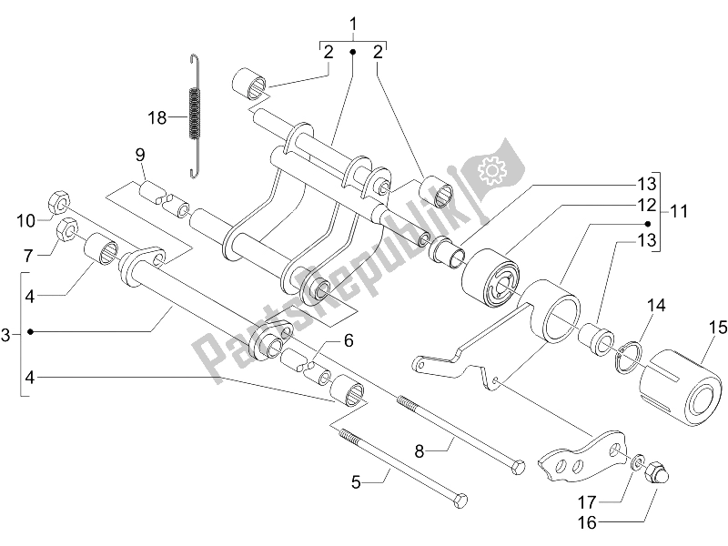 Toutes les pièces pour le Bras Oscillant du Gilera Runner 200 VXR 4T Race 2005