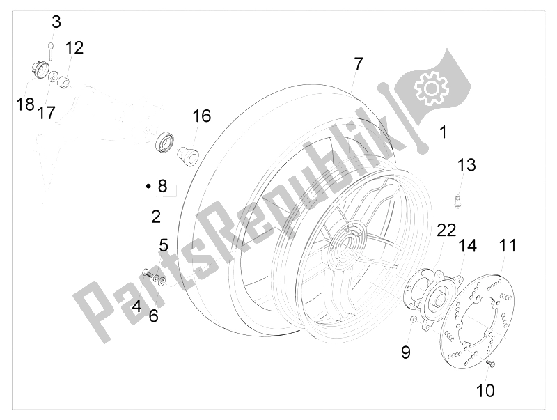 Toutes les pièces pour le Roue Arrière du Gilera Nexus 500 SP E3 2006