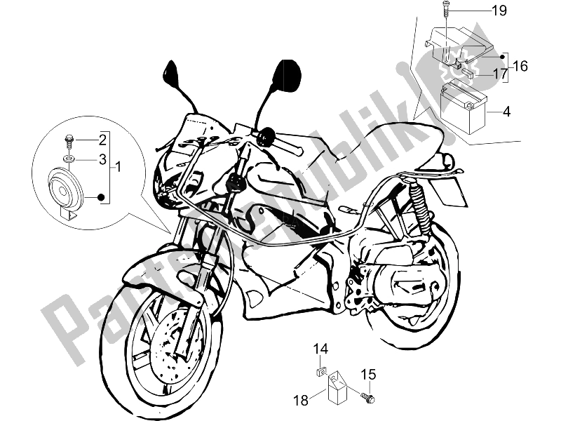 Toutes les pièces pour le Télécommandes - Batterie - Klaxon du Gilera DNA 50 2006