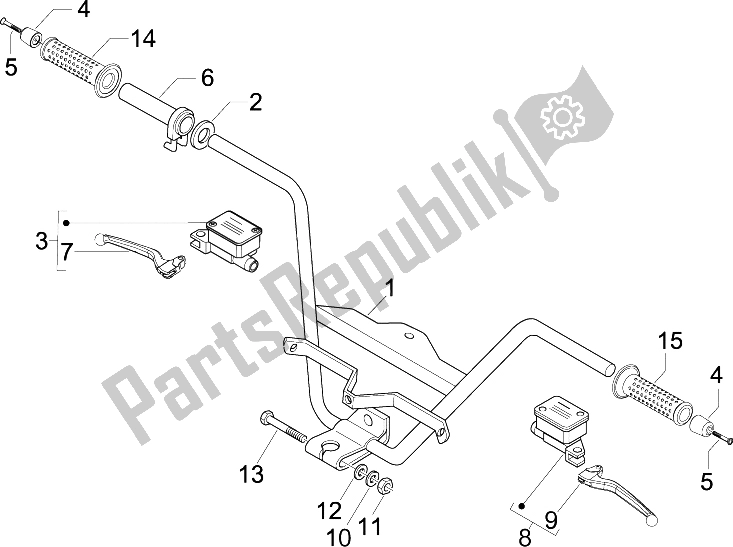 All parts for the Handlebars - Master Cil. Of the Gilera Nexus 500 E3 2009