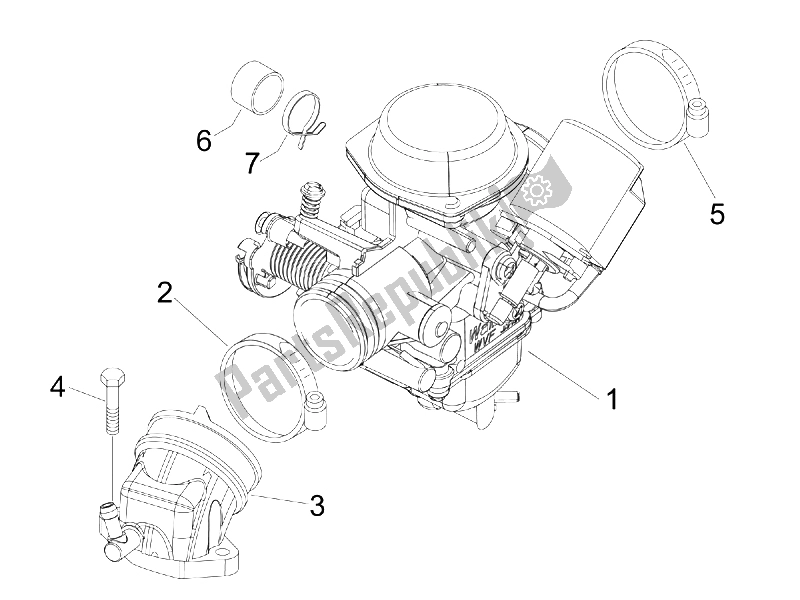 All parts for the Carburettor, Assembly - Union Pipe of the Gilera Runner 200 VXR 4T Race E3 2006