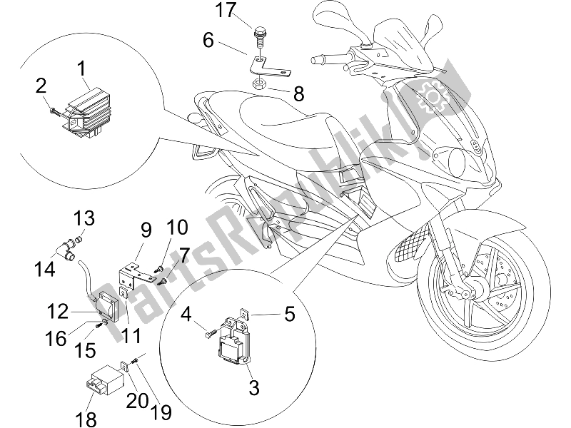 All parts for the Voltage Regulators - Electronic Control Units (ecu) - H. T. Coil of the Gilera Runner 200 VXR 4T Race E3 2006