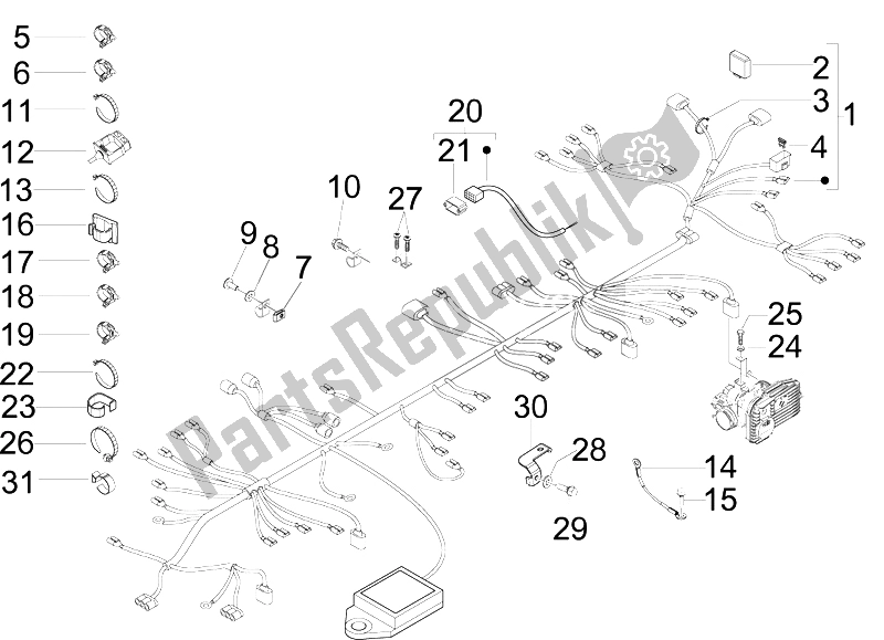 Toutes les pièces pour le Faisceau De Câbles Principal du Gilera Nexus 300 IE E3 2009