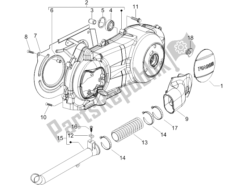 Todas las partes para Tapa Del Cárter - Enfriamiento Del Cárter de Gilera Runner 125 VX 4T SC UK 2006