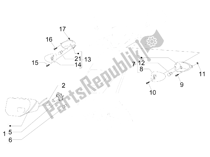 All parts for the Front Headlamps - Turn Signal Lamps of the Gilera Storm 50 UK 2007