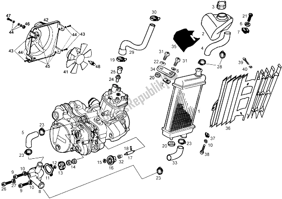 Alle onderdelen voor de Koelsysteem van de Gilera RCR 50 1998