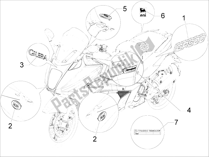 All parts for the Plates - Emblems of the Gilera GP 800 2009