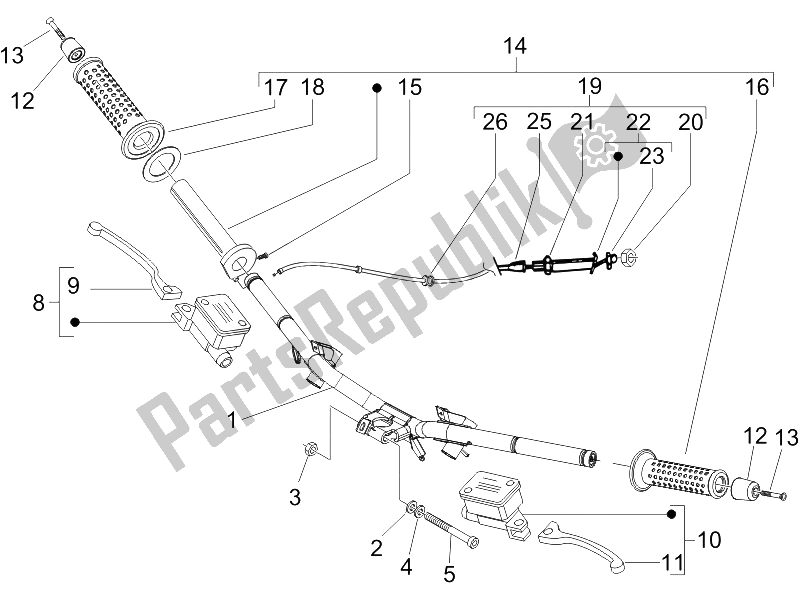 Toutes les pièces pour le Guidon - Master Cil. Du Gilera Runner 125 VX 4T E3 UK 2006