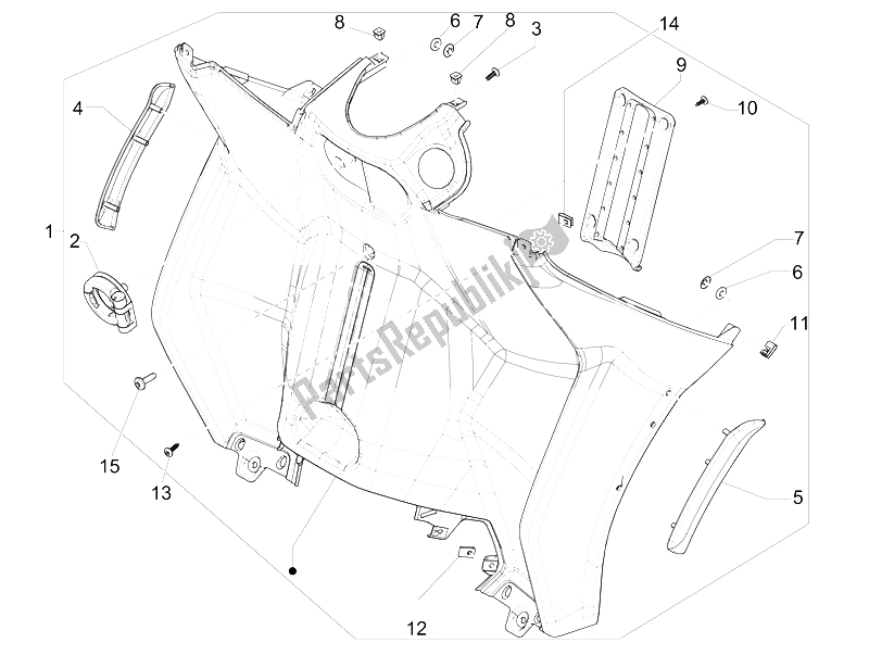 Todas las partes para Guantera Frontal - Panel De Rodilleras de Gilera Fuoco 500 4T 4V IE E3 LT 2013