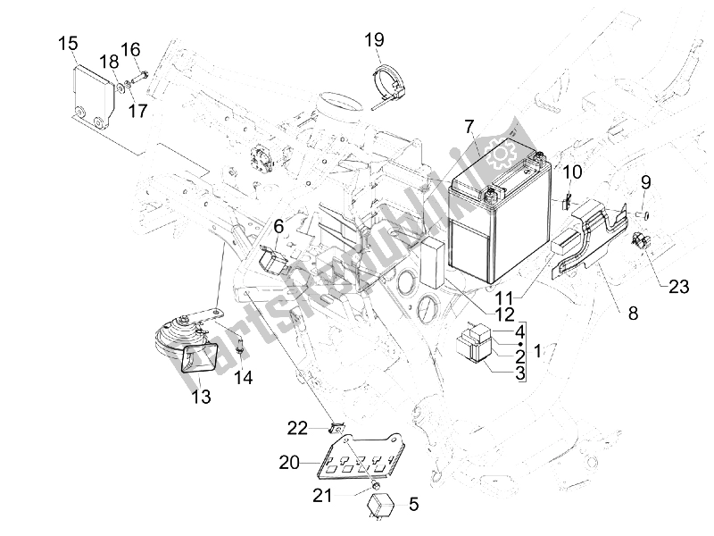 Toutes les pièces pour le Télécommandes - Batterie - Klaxon du Gilera GP 800 Centenario 2009