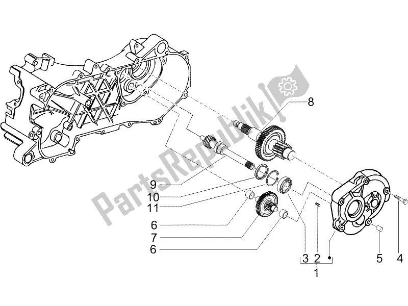 All parts for the Reduction Unit of the Gilera Runner 50 Pure JET Race 2005